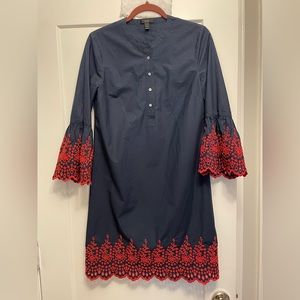 Jcrew Navy Dress with Red Embroidery